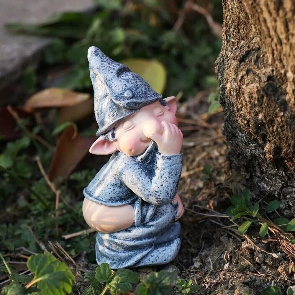 Pooping Naughty Gnome Miniature Resin Statue - Funny Garden Ornament - Image 7