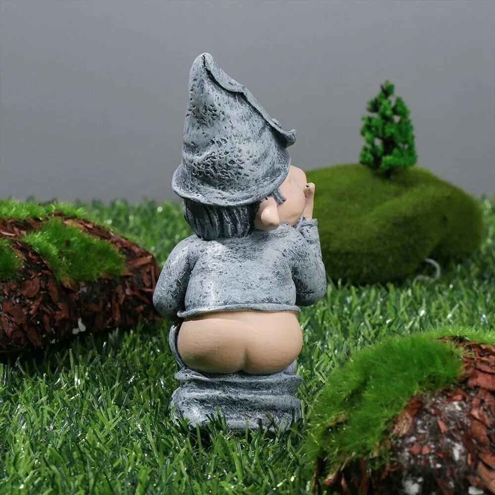 Pooping Naughty Gnome Miniature Resin Statue - Funny Garden Ornament - Image 8