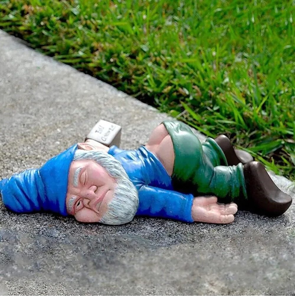 Drunk Garden Gnome Resin Figurine – Funny Yard & Patio Decor - Image 3